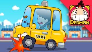 Taxi with a flat tire | Easy Clean Repair Shop | Save the taxi | Cartoons | REDMON