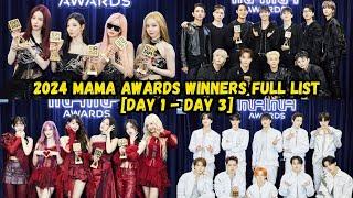 MAMA Awards 2024 Winners Full List | 2024 MAMA Day 1 - Day 3