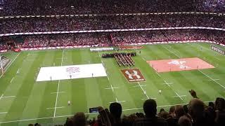 Wales vs England Rugby, Welsh anthem, roof closed, principality stadium 2019-08-17