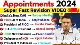 Appointment 2024 Current Affairs | Who Is Who Current Affairs 2024 | Important Appointments 2024 mcq