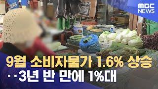 9월 소비자물가 1.6% 상승‥3년 반 만에 1%대 (2024.10.02/12MBC뉴스)