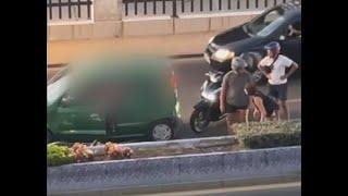 Aparatoso accidente en cadena en el desdoblamiento del paseo de las Palmeras