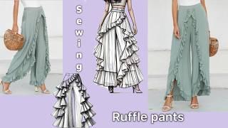 Create Your Own Boho Wrap Pants with Ruffles /Free DIY Sewing Guide/How to Add Ruffles ️🪡