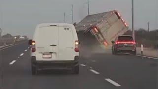 semi truck crashes after refusing to let cars pass