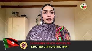 Safia Baloch Vice president of the BNM, Germany Chapter pays tribute to Baloch martyrs.