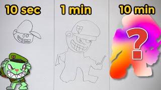 Drawing fnf Flippy mod in 10 seconds, 1 minute, 10 minutes | Friday Night Funkin’ Fliqpy