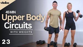 45 Min UPPER BODY DUMBBELL WORKOUT | Circuits | Strength & Muscle Building