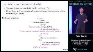 2018 EuroLLVM Developers’ Meeting: P. Sewell “The Cerberus Memory Object Semantics for ISO and ...”