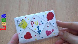 Überraschungskarte Geburtstag Umschlag basteln Emoji PullTab Origami envelopeSurprise Birthday Card