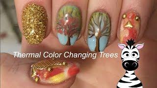 Color Changing Trees Gel Nail Art Tutorial | Thermal Powder