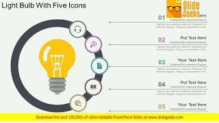 Light Bulb With Five Icons Powerpoint Templates