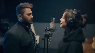 تامر حسني اثناء تسجيل بسمة بوسيل اغنيتها الجديدة - البدايات