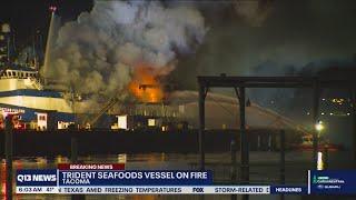 Trident Seafoods fishing vessel on fire in Port of Tacoma