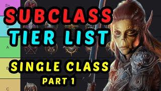 SUBCLASS TIER LIST - Single Class Characters -  Baldur's Gate 3 Honour Mode Guide Part 1