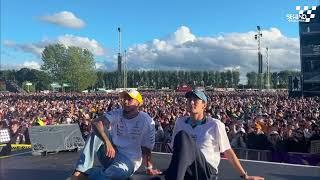 The Moment Lewis Hamilton and George Russell celebrate England win in Euro with Silverstone crowd