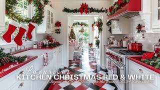 Luxurious Kitchen Christmas Red and White: Elegant and Bold Design for the Season 2024 Decor Ideas