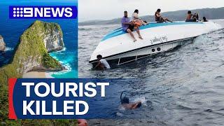 Australian tourist dies as boat capsizes off Bali | 9 News Australia