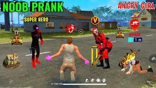 Noob Prank With Random Angry Girl  in CS RANKED लेकिन Super Hero Squad Kick Me  Garena Free Fire 