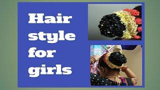 Hair style for short hair, (BUN hair style for girls) Easy party wear hair style.