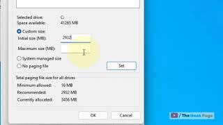 Custom Paging File Size for windows 11 4 GB / 8 GB/ 16 GB RAM