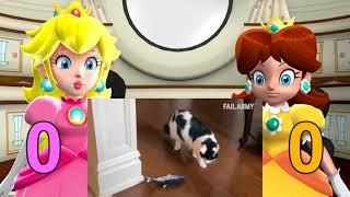 Peach vs Daisy: Don't laugh Challenge (Funny Cats, FailArmy Reaction)