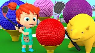 Learn colors & numbers -  Mini Golf - Dino the dinosaur and Kids