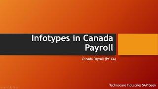 Infotypes in Canada payroll