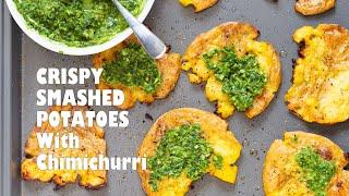 CRISPY VEGAN SMASHED POTATOES WITH CHIMICHURRI | Vegan Richa Recipes