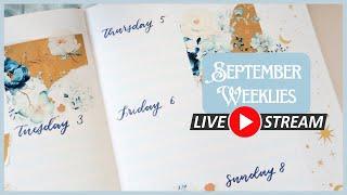 LIVE: Set up my September weeklies with me  Blue & Gold Florals