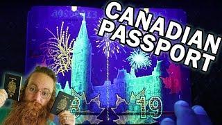 CANADIAN PASSPORT UNDER BLACK LIGHT. WOW! HIDDEN IMAGES.