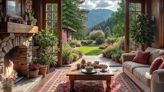 Relaxing Spring Morning in Cozy Cabin Ambience  Smooth Piano Music for Work and Study
