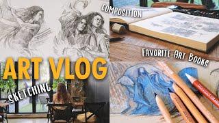 ART VLOG full of sketchbook sessions:  favorite art books & planning new paintings | Draw With Me