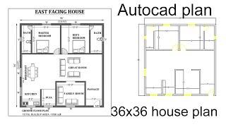 36x36 house plan | 36x36 east facing house plans | 36 by 36 house plans