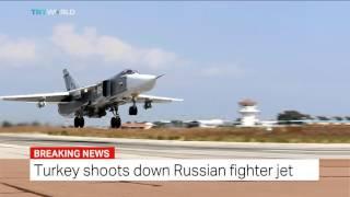 TRT World - Turkey shoots down Russian fighter jet due to  violation of Turkish airspace