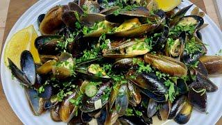 Steamed mussels or just  mussels with oil and garlic!