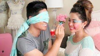 Blindfolded Makeup Challenge With My Boyfriend!  - ThatsHeart