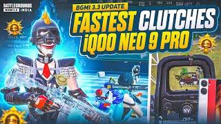 [1v4] FASTEST CLUTCHES IN BGMI 3.3 UPDATE  IQOO NEO 9 PRO SMOOTH + 90FPS PUBG / BGMI TEST 2024 