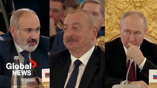 Armenia, Azerbaijan leaders argue in front of Putin at Moscow meeting