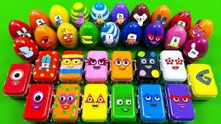 Rainbow Eggs SLIME: Looking Numberblocks, Alphablocks, Alphabet Lore Dinosaur Eggs, Suitcase! ASMR