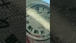 Ice Time 41mm Men's Automatic Silver Watch Iced Out w/12 carats of Diamonds