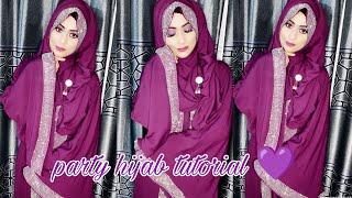Gorgeous party hijab tutorial with dubai abaya||easy & full coverage  2022