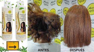 Step by step straightening of organic keratin in difficult hair