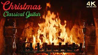 Christmas Fireplace w/ Relaxing Classical Guitar Christmas Music  Christmas Fireplace Ambience