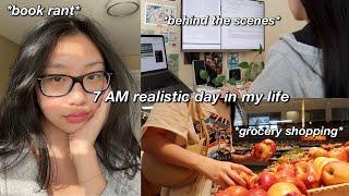 7AM CHILL DAY IN MY LIFE AS A COLLEGE STUDENT | grocery shopping, cooking, anime & book rant 