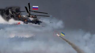 SCHRECKLICHER MOMENT, ukrainische Flugabwehrrakete schoss einen russischen K-52-Hubschrauber ab, der