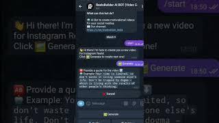 Telegram bot to generate text to video #reels #tech #ai