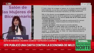 CRISTINA KIRCHNER PUBLICÓ una CARTA en CONTRA la ECONOMÍA de MILEI