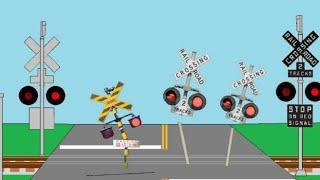 Dancing Railroad crossing and Train #railroadcrossing #animation #kkidpo #train