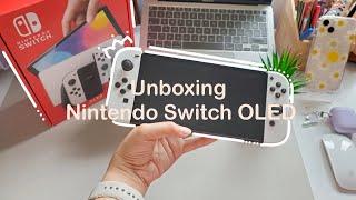 Nintendo Switch OLED unboxing  + set up & game play