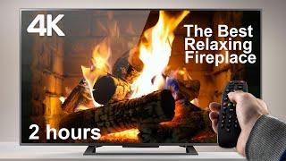 4K Relaxing Fireplace with Crackling Fire Sounds - No Music - 4K UHD - 2 Hours